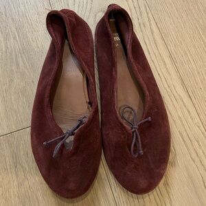 Zara Maroon Suede Flats
